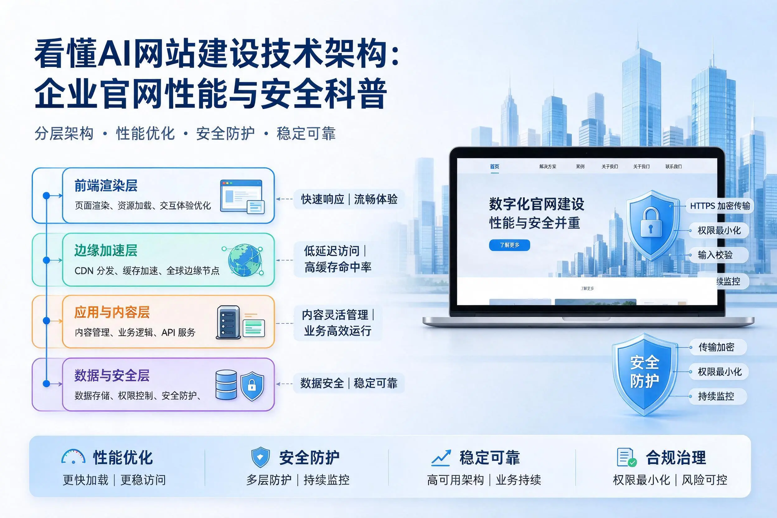 看懂AI网站建设技术架构：昌江企业官网性能与安全科普