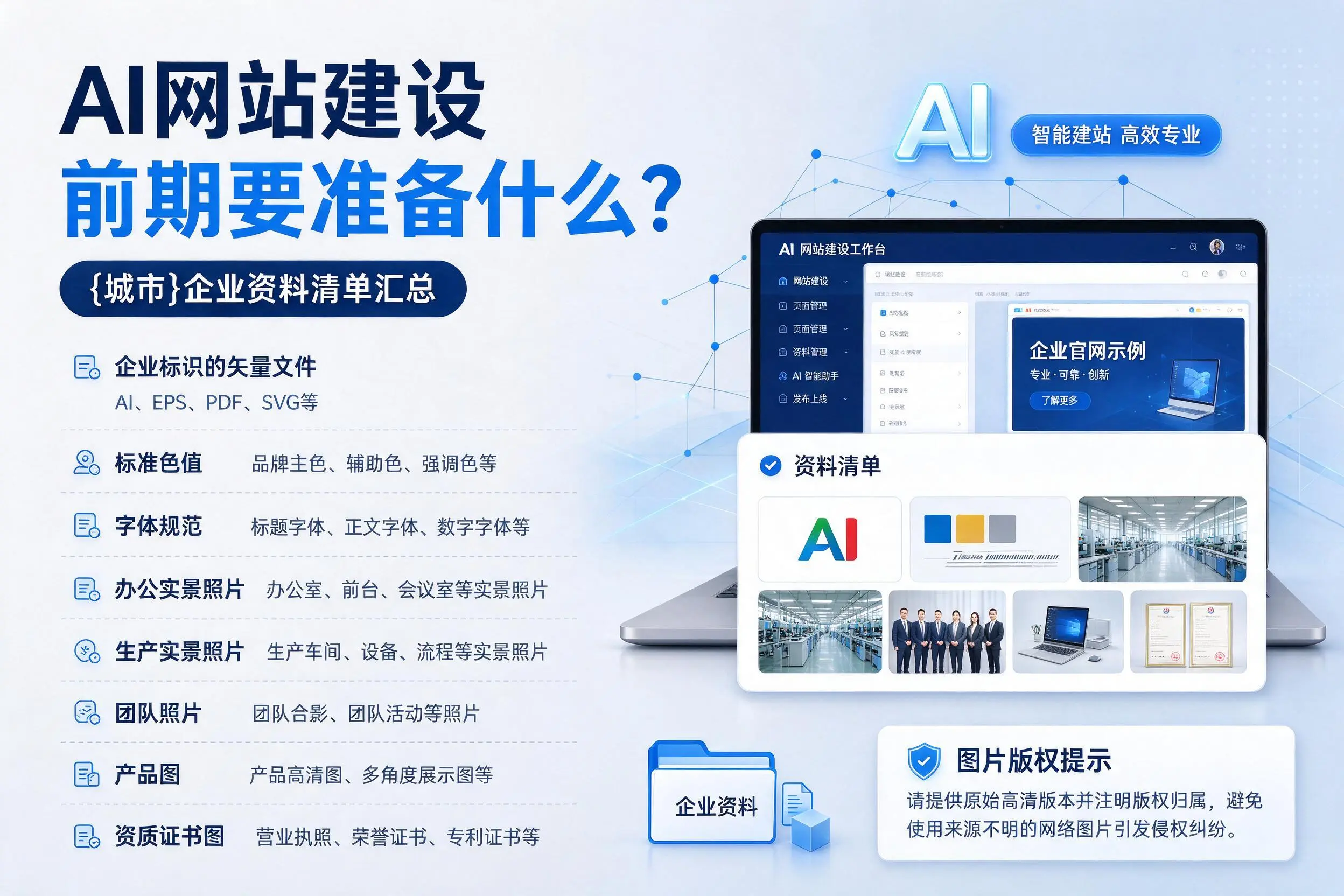 AI网站建设前期要准备什么?昌江企业资料清单汇总